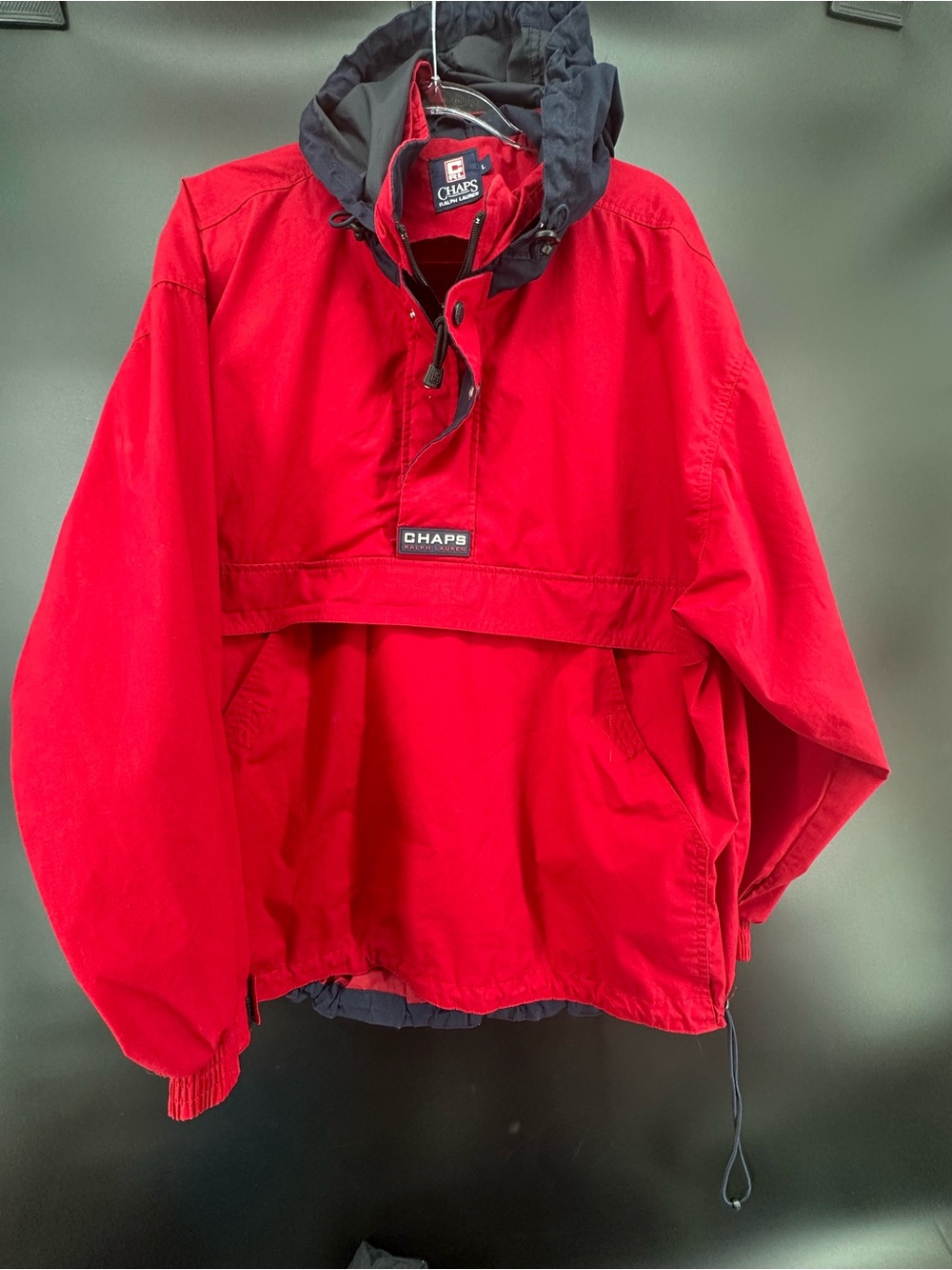 Vintage 90s chaps windbreaker jacket pullover hooded sz large